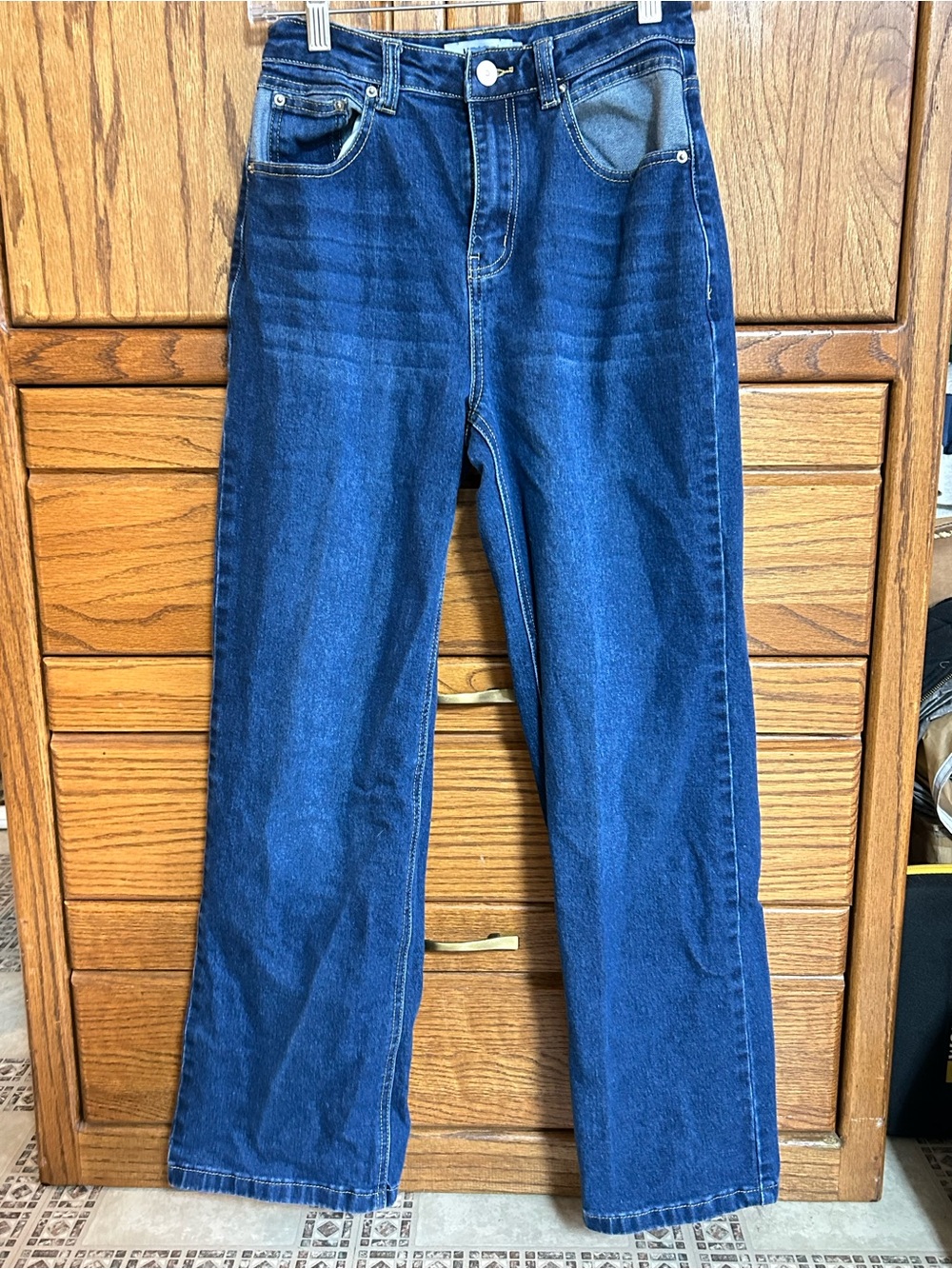 Women's Straight Leg High-Rise Jeans in Dark Blue